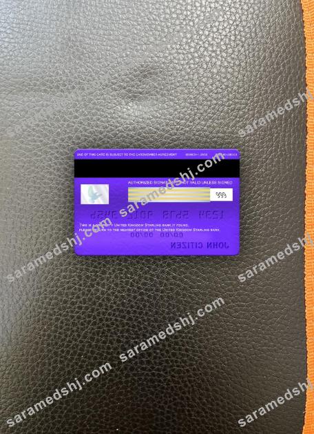 United Kingdom Starling bank visa electron card photolook back